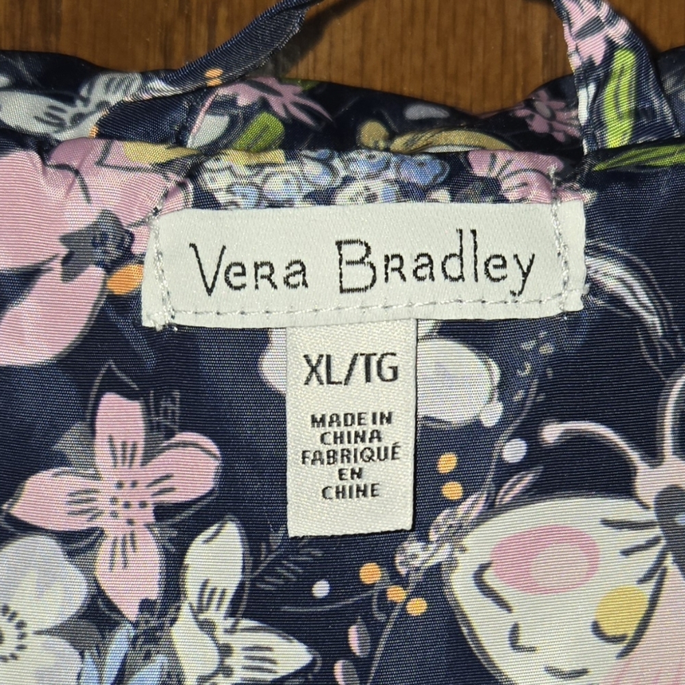 Vera Bradley Boom Bloom Navy Pattern Packable Raincoat Drawstring Butterfly XL - Picture 3 of 4